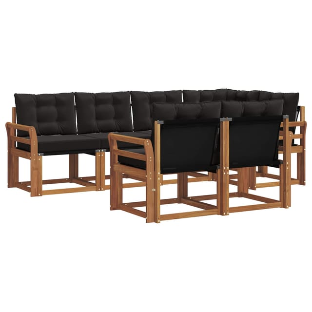 vidaXL Outdoor-Sofagarnitur mit Kissen 7-Tlg Natur und Schwarz 3368763