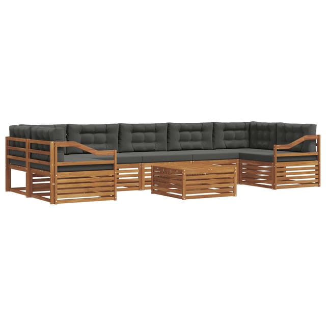 vidaXL Outdoor-Sofagarnitur mit Kissen 8-Tlg Natur und Anthrazit 3373197