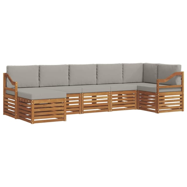 vidaXL Sofagarnituren 7 Tlg Natur und Hellgrau Massivholz Akazie 3375186