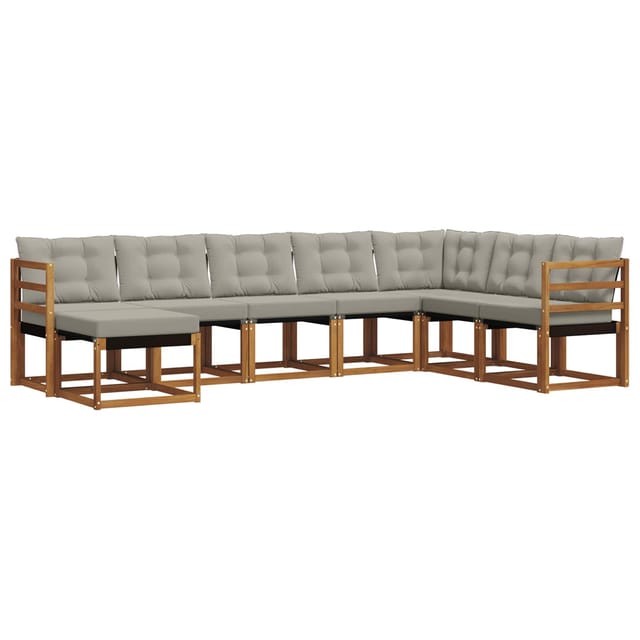 vidaXL Outdoor-Sofagarnitur mit Kissen 8-Tlg Natur und Hellgrau 3368942