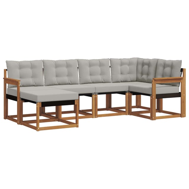vidaXL Outdoor-Sofagarnitur mit Kissen 6-Tlg Natur und Hellgrau 3368826