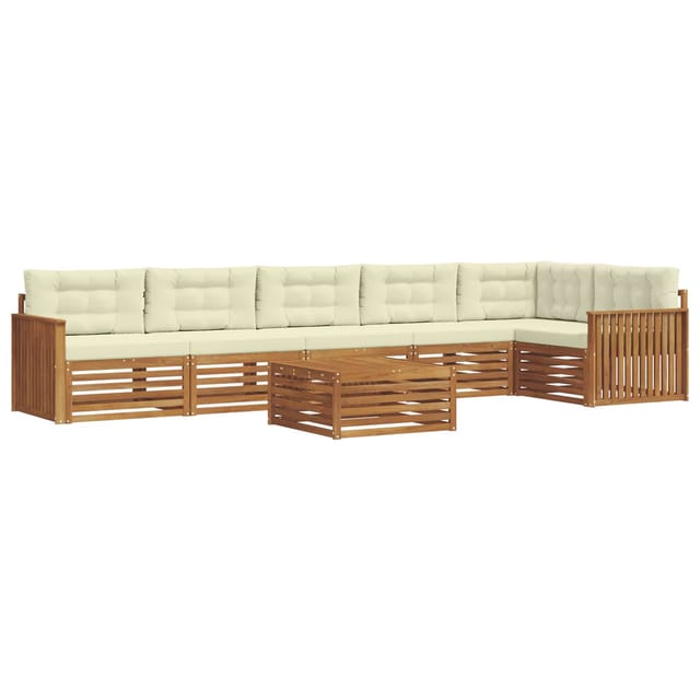 vidaXL Outdoor-Sofagarnitur mit Kissen 7-Tlg Natur und Creme 3373575