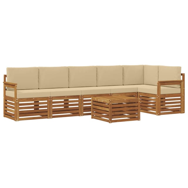 vidaXL Sofagarnituren 7 Tlg Natur und Beige Massivholz Akazie 3374918