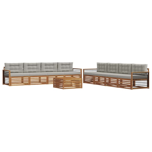vidaXL Outdoor-Sofagarnitur mit Kissen 9-Tlg Natur und Hellgrau 3373231