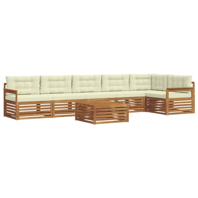 vidaXL Outdoor-Sofagarnitur mit Kissen 7-Tlg Natur und Creme 3373565
