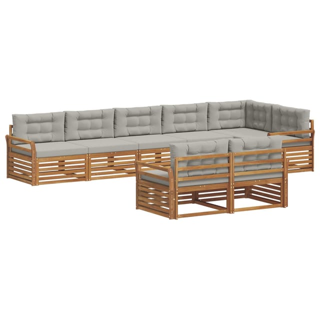 vidaXL Outdoor-Sofagarnitur mit Kissen 25-Tlg Natur und Hellgrau 3373661