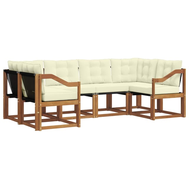 vidaXL Outdoor-Sofagarnitur mit Kissen 6-Tlg Natur und Creme 3369009