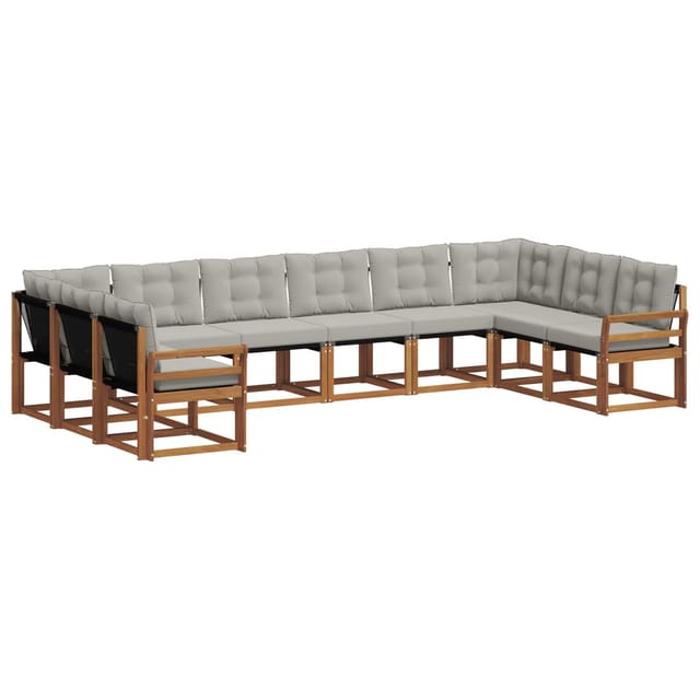 vidaXL Outdoor-Sofagarnitur mit Kissen 10-Tlg Natur und Hellgrau 3369098