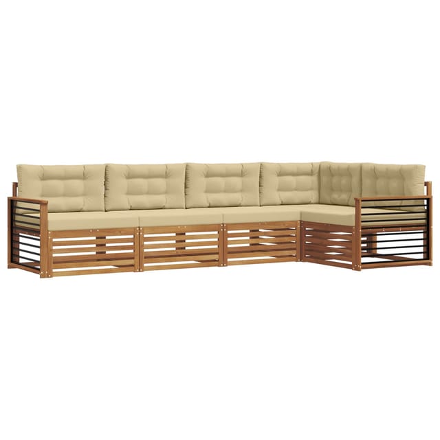 vidaXL Outdoor-Sofagarnitur mit Kissen 5-Tlg Natur und Beige 3373473
