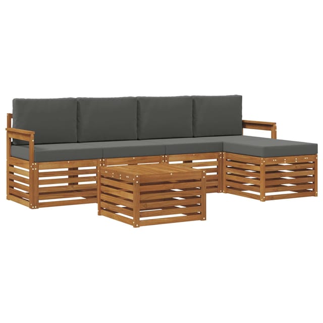 vidaXL Sofagarnituren 6 Tlg Natur und Anthrazit Massivholz Akazie 3374677