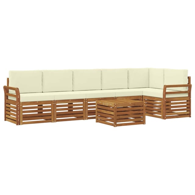 vidaXL Sofagarnituren 7 Tlg Natur und Creme Massivholz Akazie 3374930