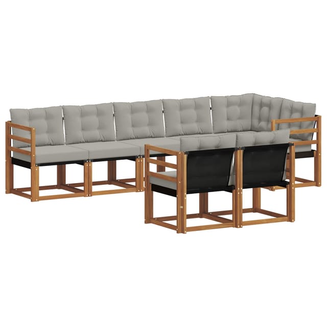 vidaXL Outdoor-Sofagarnitur mit Kissen 8-Tlg Natur und Hellgrau 3368774