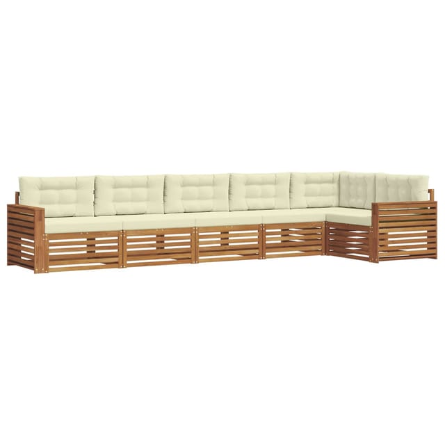 vidaXL Outdoor-Sofagarnitur mit Kissen 6-Tlg Natur und Creme 3373545