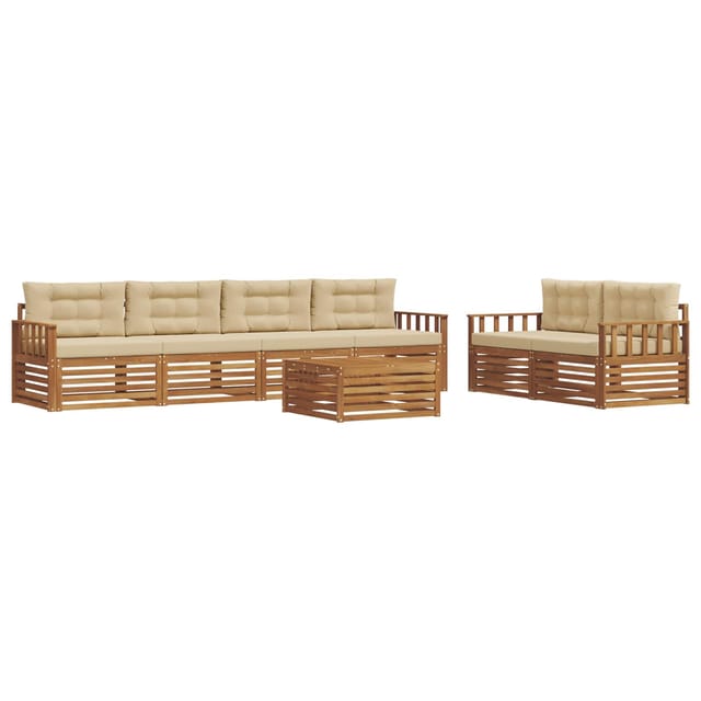 vidaXL Outdoor-Sofagarnitur mit Kissen 7-Tlg Natur und Beige 3373053