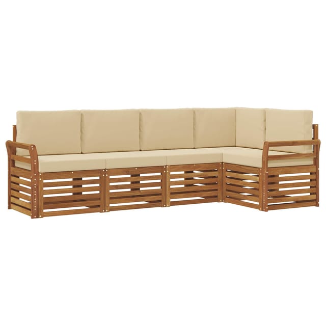 vidaXL Sofagarnituren 5 Tlg Natur und Beige Massivholz Akazie 3374813