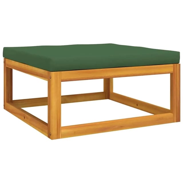 vidaXL Gartenhocker mit Grünem Kissen Massivholz Akazie 360022