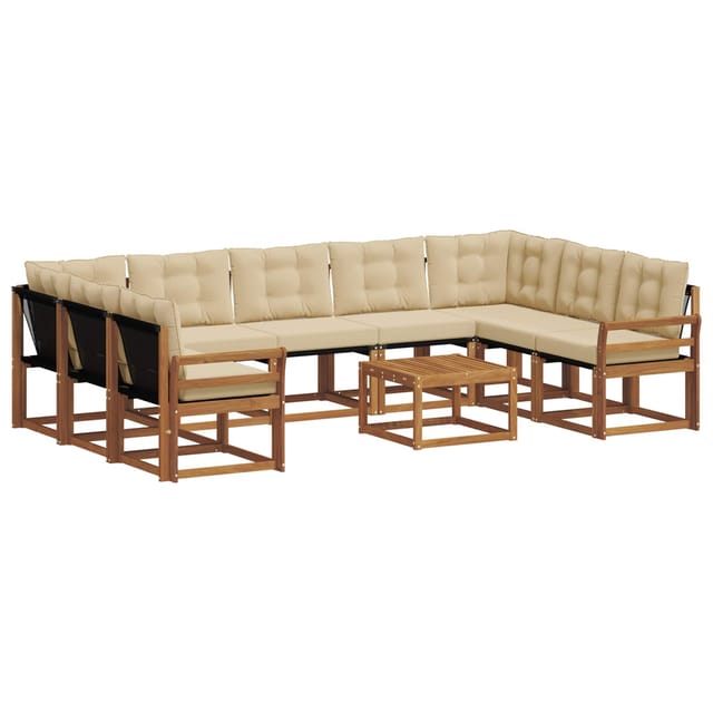 vidaXL Outdoor-Sofagarnitur 30-Tlg Natur und Beige Massivholz Akazie 3369076