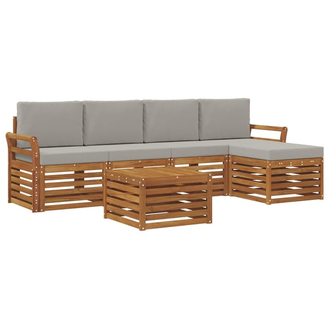 vidaXL Sofagarnituren 6 Tlg Natur und Hellgrau Massivholz Akazie 3374691
