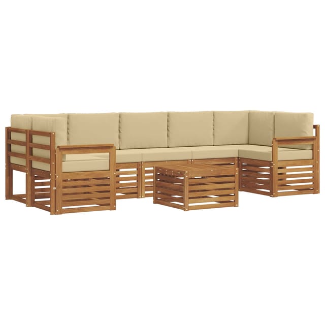 vidaXL Sofagarnituren 8 Tlg Natur und Beige Massivholz Akazie 3374518