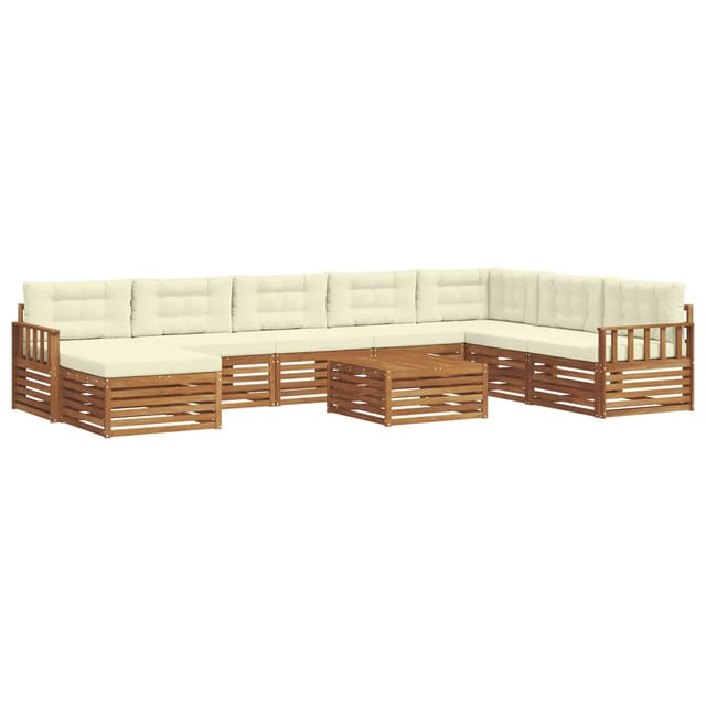 vidaXL Sofagarnituren 9 Tlg Natur und Creme Massivholz Akazie 3373970