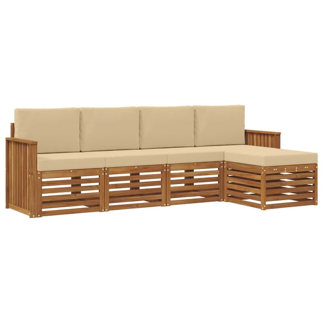 vidaXL Sofagarnituren 5 Tlg Natur und Beige Massivholz Akazie 3374648