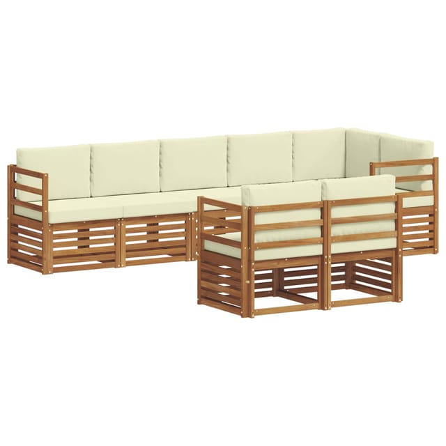 vidaXL Sofagarnituren 8 Tlg Natur und Creme Massivholz Akazie 3374990