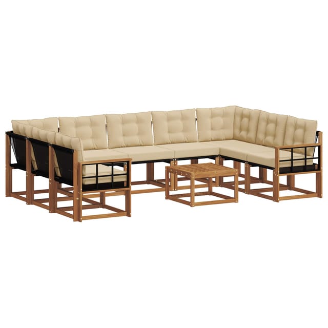 vidaXL Outdoor-Sofagarnitur 30-Tlg Natur und Beige Massivholz Akazie 3369080