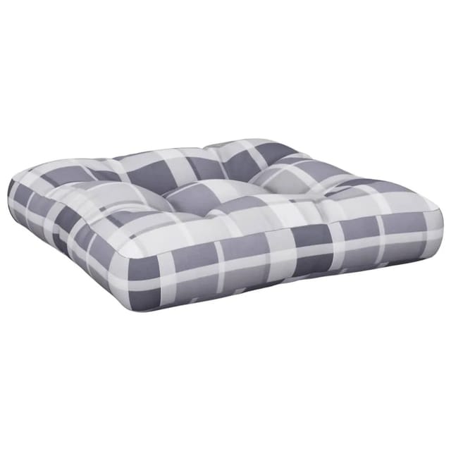 vidaXL Palettenkissen Grau Karomuster 50x50x12 cm Stoff 360439