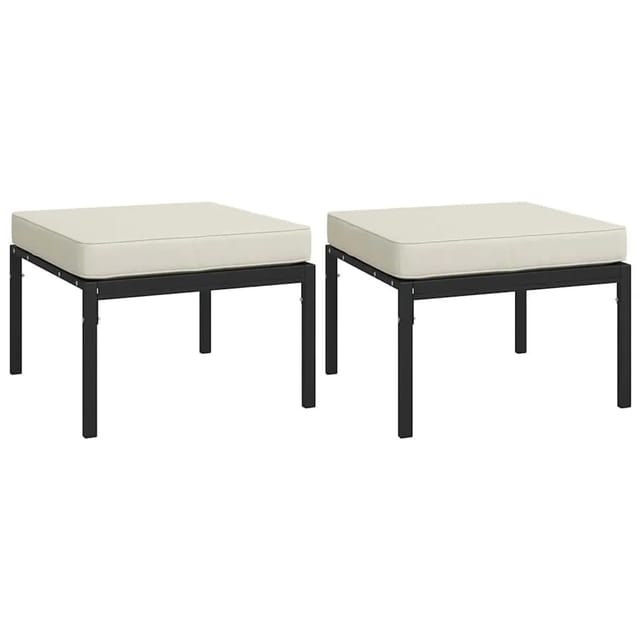 vidaXL Gartenhocker mit Sandfarbigen Kissen 2 Stk 60x60x35 cm Stahl 362725