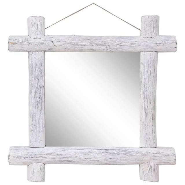 vidaXL Holzspiegel Weiß 70x70 cm Altholz Massiv 283932
