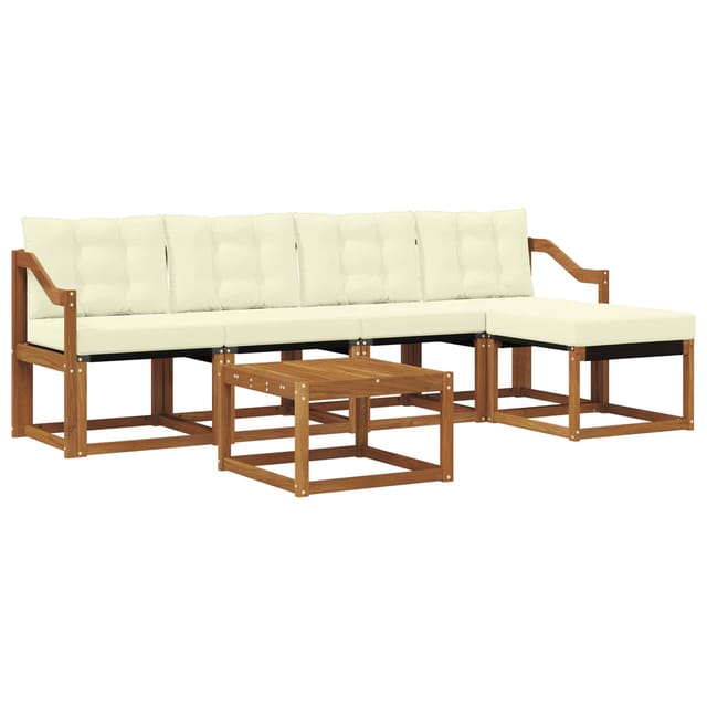 vidaXL Outdoor-Sofagarnitur mit Kissen 6-Tlg Natur und Creme 3368601