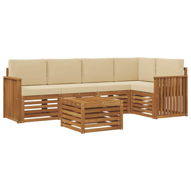 vidaXL Sofagarnituren 6 Tlg Natur und Beige Massivholz Akazie 3374848