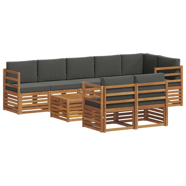 vidaXL Sofagarnituren 9 Tlg Natur und Anthrazit Massivholz Akazie 3375032