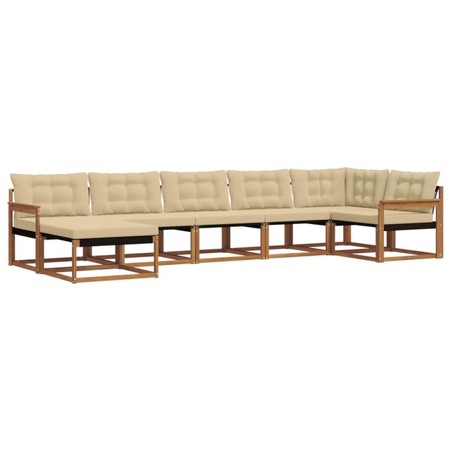 vidaXL Outdoor-Sofagarnitur 21-Tlg Natur und Beige Massivholz Akazie 3369668