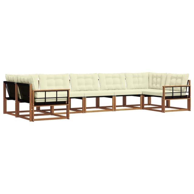 vidaXL Outdoor-Sofagarnitur mit Kissen 7-Tlg Natur und Creme 3369821
