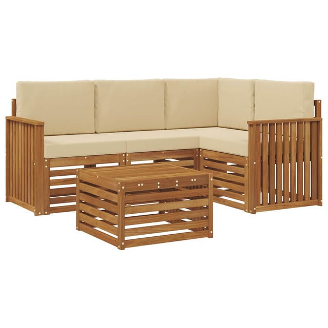 vidaXL Sofagarnituren 5 Tlg Natur und Beige Massivholz Akazie 3374768