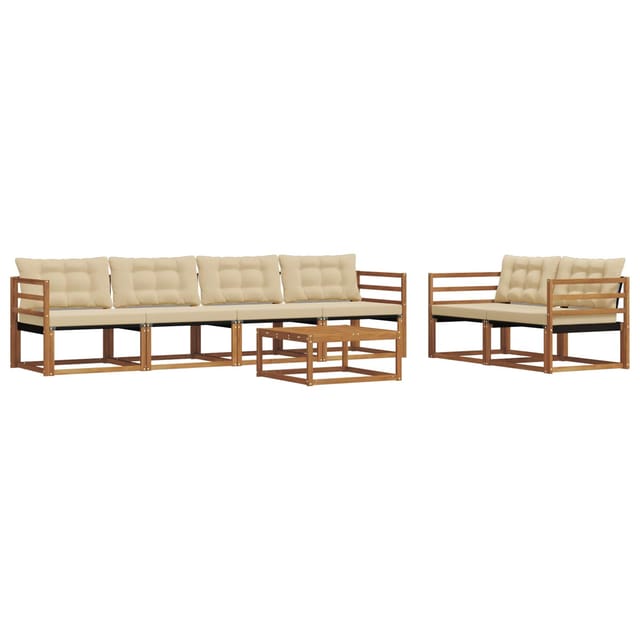 vidaXL Outdoor-Sofagarnitur mit Kissen 7-Tlg Natur und Beige 3369208