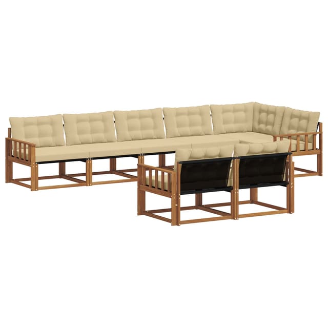 vidaXL Outdoor-Sofagarnitur mit Kissen 8-Tlg Natur und Beige 3369576