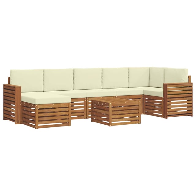 vidaXL Sofagarnituren 8 Tlg Natur und Creme Massivholz Akazie 3375215