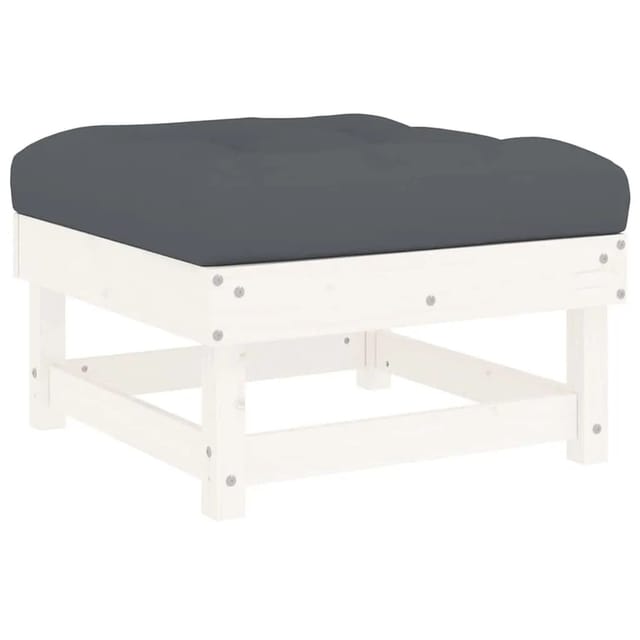 vidaXL Gartenhocker mit Kissen Weiß Massivholz Kiefer 825437