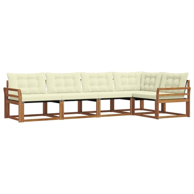 vidaXL Outdoor-Sofagarnitur mit Kissen 5-Tlg Natur und Creme 3369457