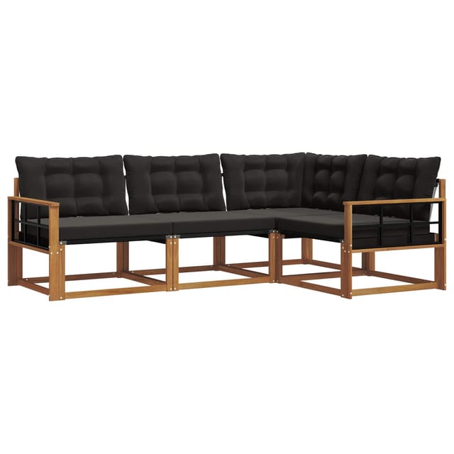 vidaXL Sofa Set mit Kissen 4 Tlg Natur und Schwarz 3369415
