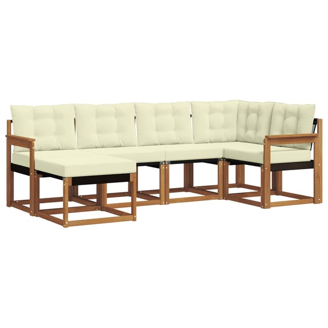 vidaXL Outdoor-Sofagarnitur mit Kissen 6-Tlg Natur und Creme 3368825