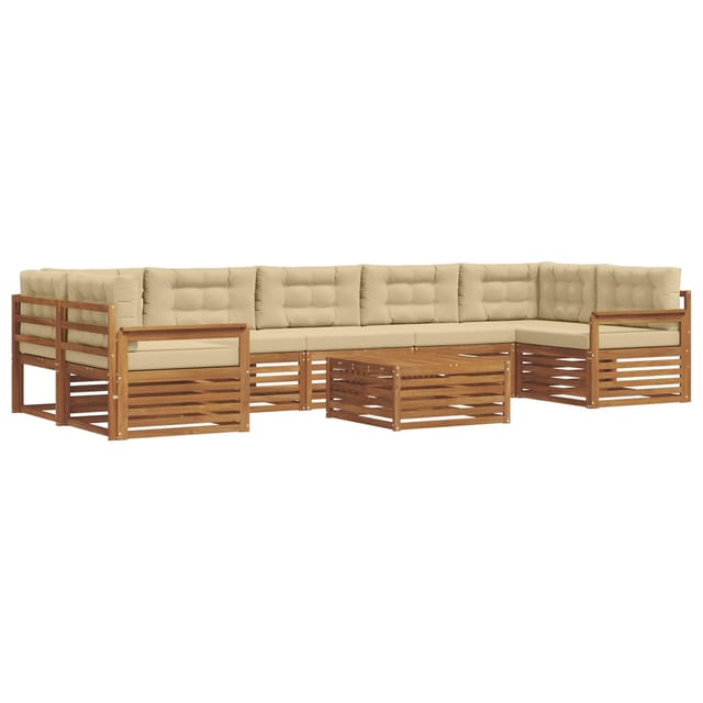vidaXL Outdoor-Sofagarnitur mit Kissen 8-Tlg Natur und Beige 3373168
