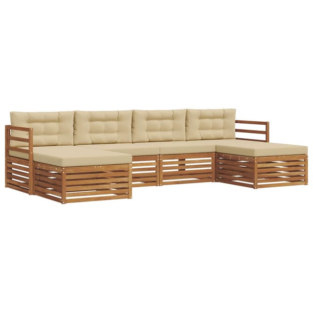 vidaXL Sofagarnituren 6 Tlg Natur und Beige Massivholz Akazie 3373883