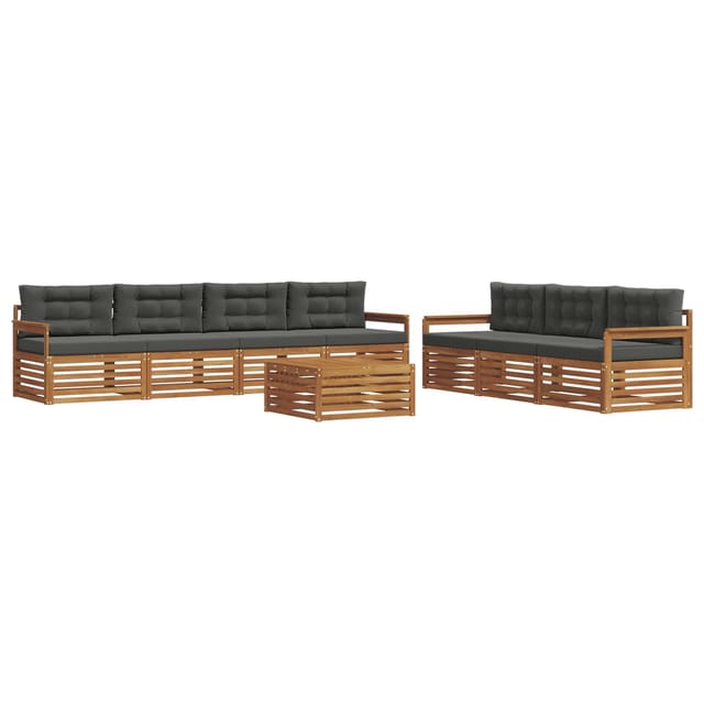 vidaXL Outdoor-Sofagarnitur mit Kissen 8-Tlg Natur und Anthrazit 3373127
