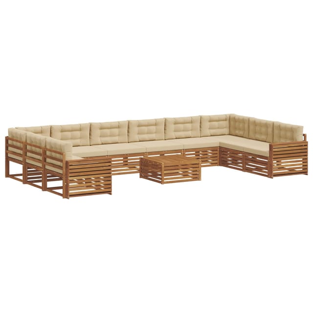 vidaXL Sofagarnituren 11 Tlg Natur und Beige Massivholz Akazie 3374258