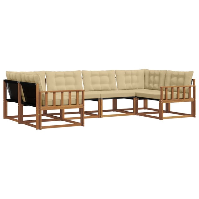vidaXL Outdoor-Sofagarnitur mit Kissen 6-Tlg Natur und Beige 3369792