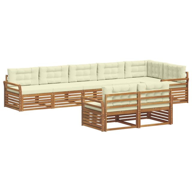 vidaXL Outdoor-Sofagarnitur mit Kissen 8-Tlg Natur und Creme 3373660
