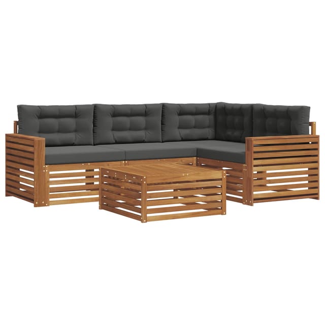 vidaXL Outdoor-Sofagarnitur mit Kissen 5-Tlg Natur und Anthrazit 3373427